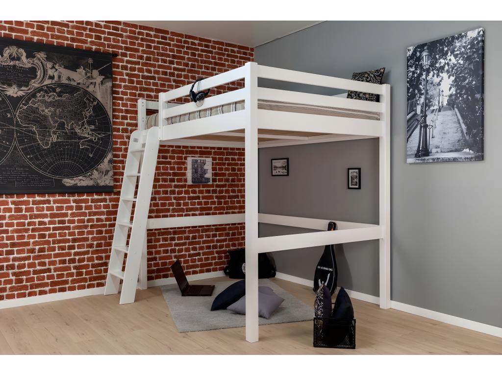 lit mezzanine couchage en 140 Lysvia - blanc uni GQOX91353