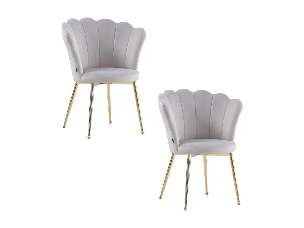 Lot de 2 chaises Lysvia Gold assise Velours Gris VXOA14422