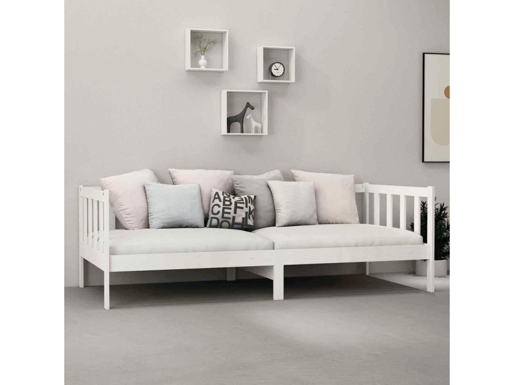 Lit avec matelas 90x200 Blanc Bois de pin massif 9 XWYH01502