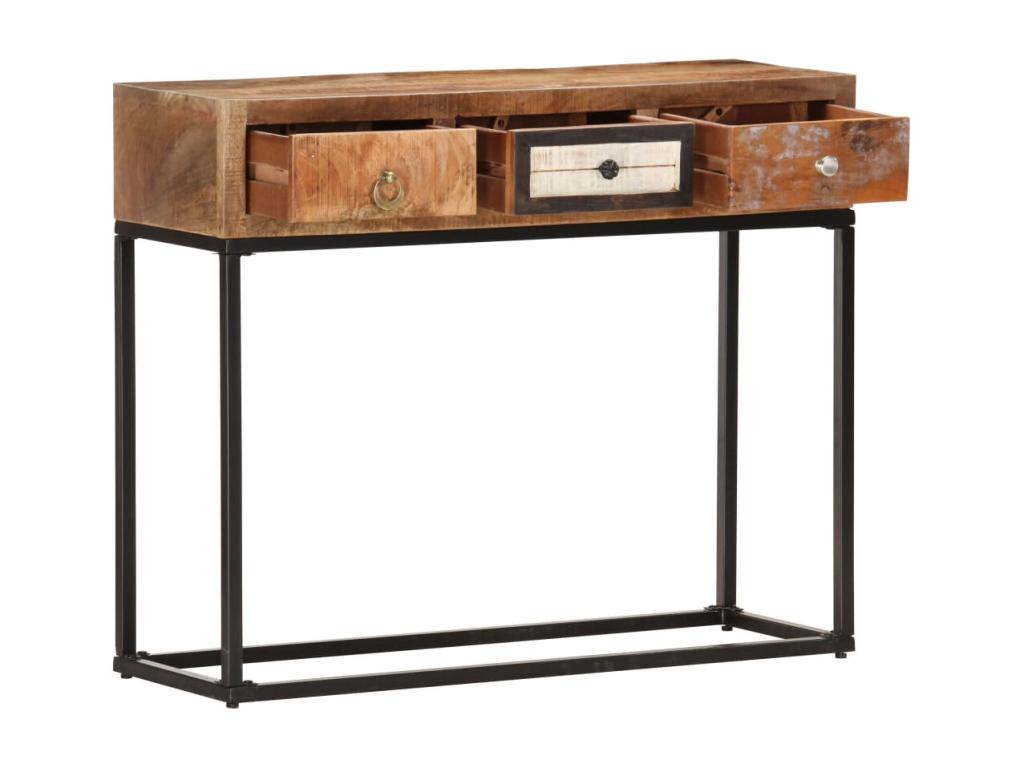 Table console Doré 90x30x75 cm Bois de récupération massif ZKEO75013
