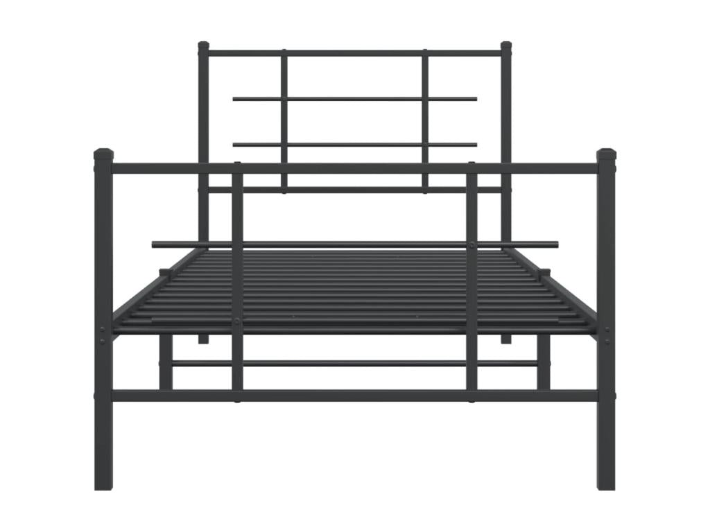 Cadre de lit métal avec tête de lit/pied de lit noir 90x190 cm TTKY06223