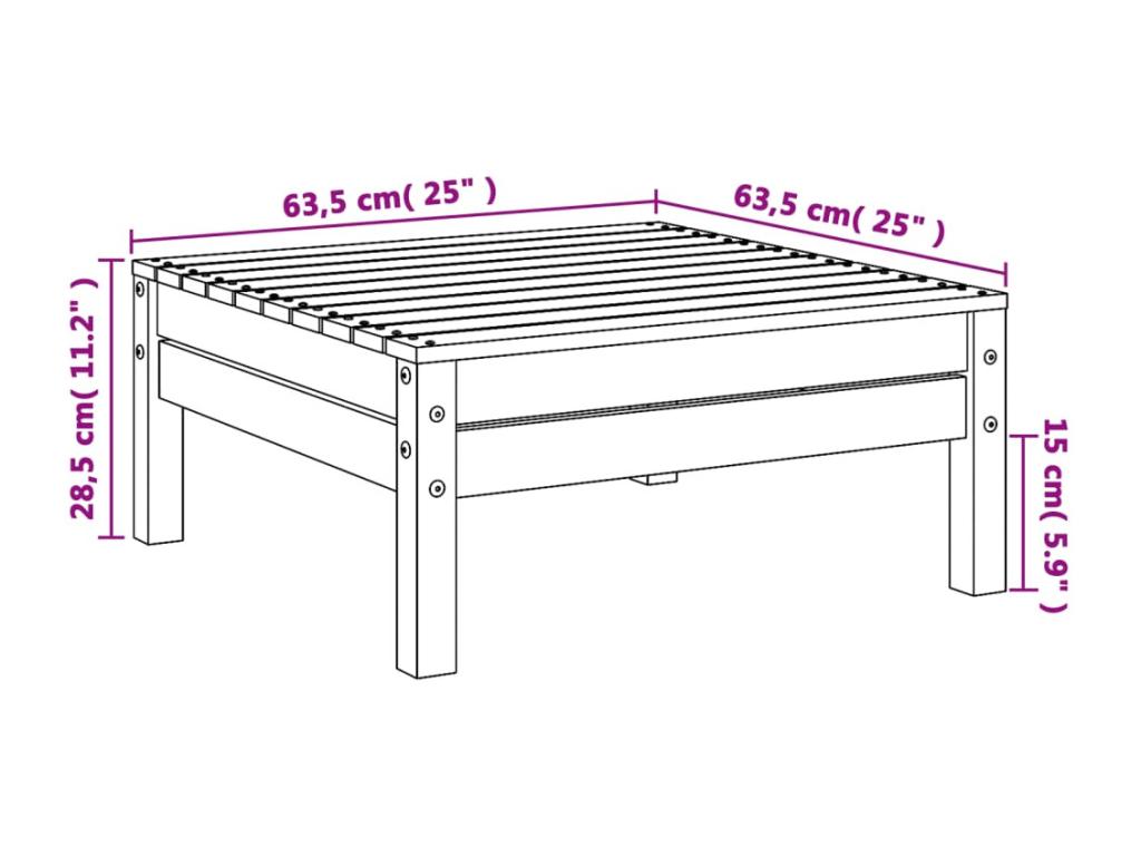 Repose-pied de jardin bois de pin imprégné JIHT69026