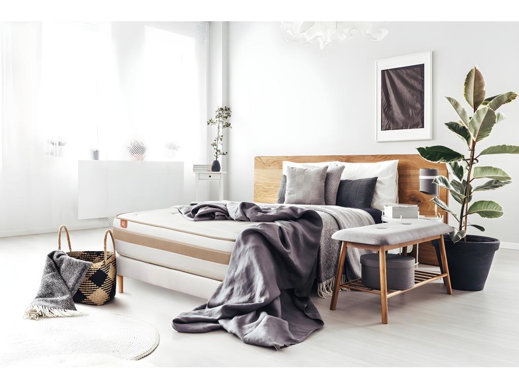 Pack prêt à dormir matelas Lysvia 140x200cm Ressorts ensachés Mémoire de forme Lysvia sommier Blanc TKXY24513