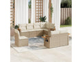 Salon de jardin avec coussins 8 pcs beige résine tressée XVED65823