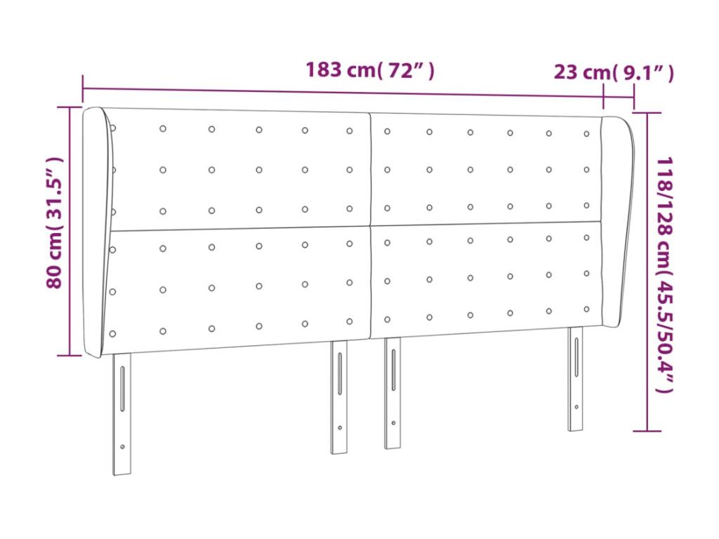 Tête de lit avec oreilles Blanc 183x23x118/128 cm Similicuir CWDZ30206