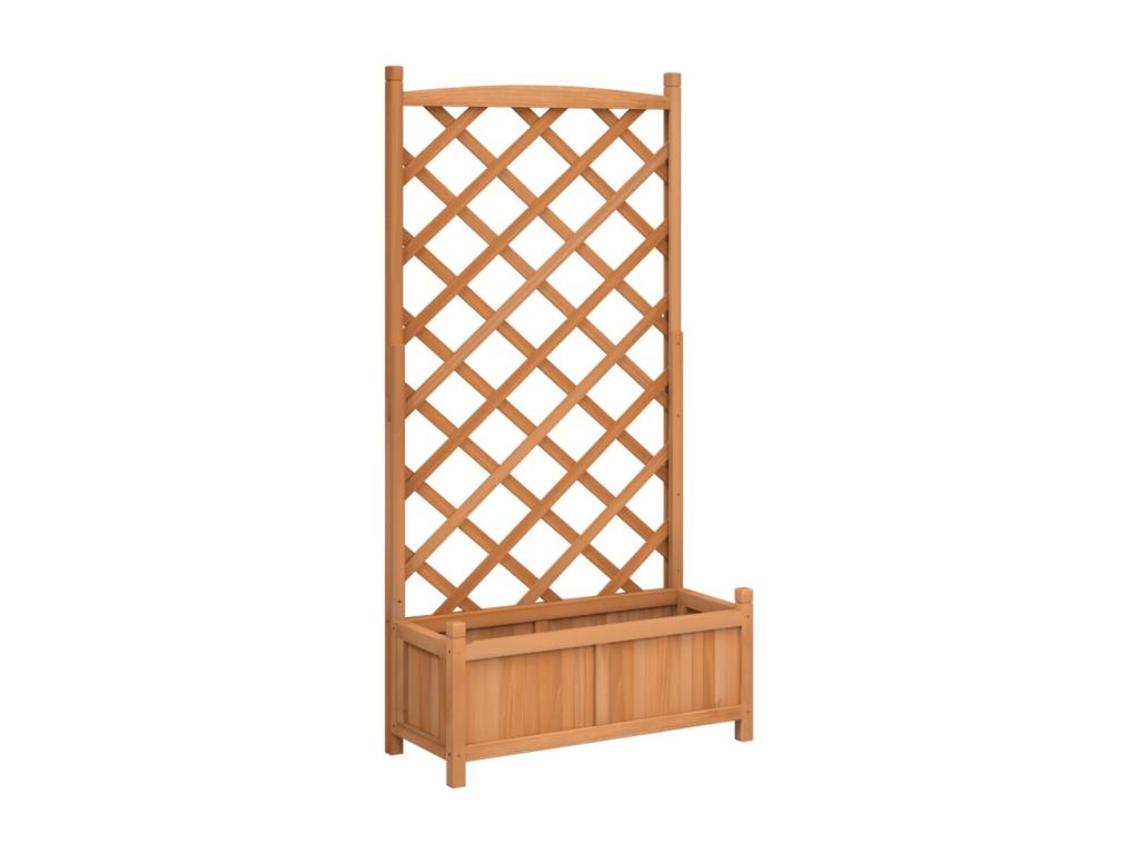 Jardinière avec treillis marron bois massif de sapin DPHI63434