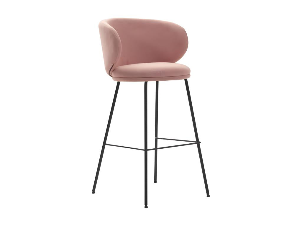 Lysvia - Lot de 2 tabourets de bar en tissu et métal H65cm - Rose GPJF16950