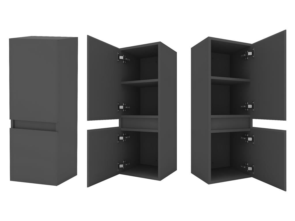 Meuble salle de bain anthracite meuble colonne salle de bain à suspendre 30x30x83 LxlxH cm KEJI36054