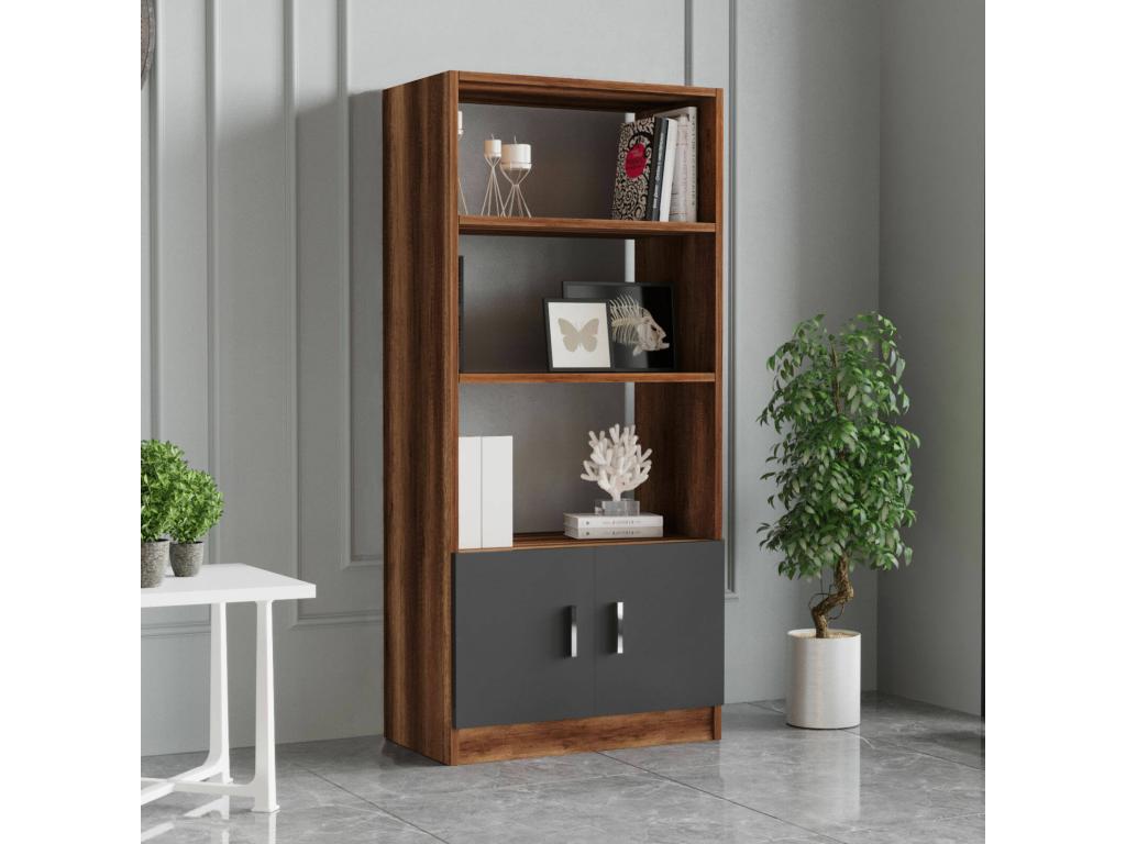 Set de bureau Lysvia Composition du studio Lysvia de bureau Ensemble de bureau et de tiroirs Noyer et Anthracite YGZA91937