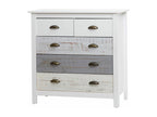Elariva - Commode 5 Tiroirs Bois Aspect Vieilli Blanc et Grisé MDUW35890