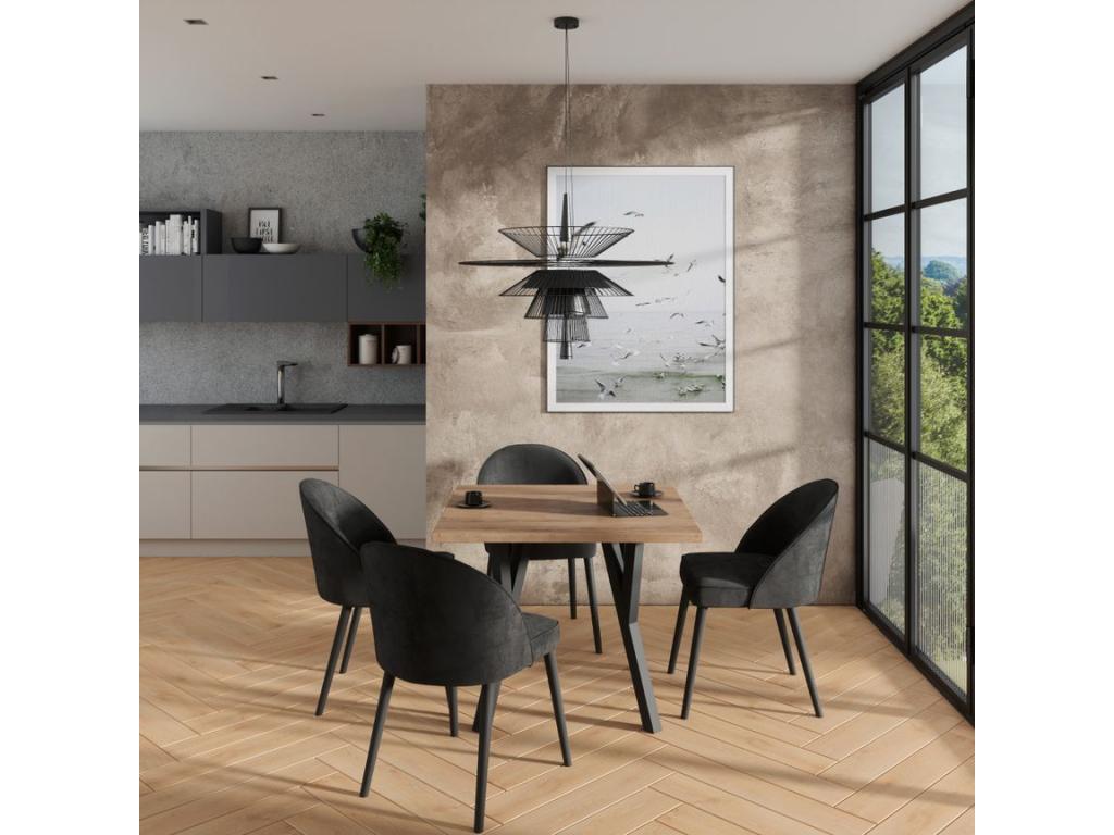 Chaise moderne en bois noir de hêtre et tissu au choix Lysvia-Lysvia 27123 EVNO68118