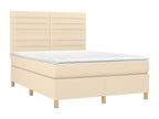 Lit à sommier tapissier avec matelas Crème 140x190 cm Tissu TIXG61460