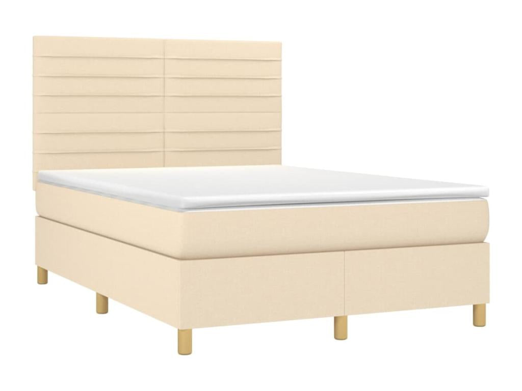 Lit à sommier tapissier avec matelas Crème 140x190 cm Tissu TIXG61460