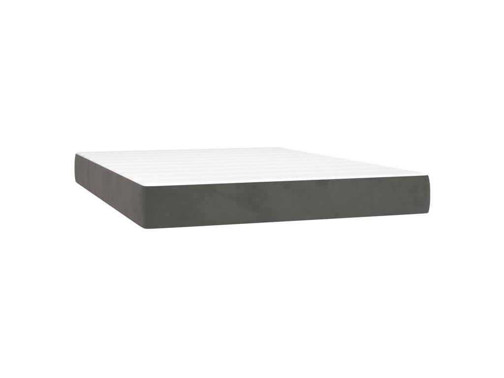 Sommier à lit et matelas Gris foncé 140x200 Velours CKZV53838