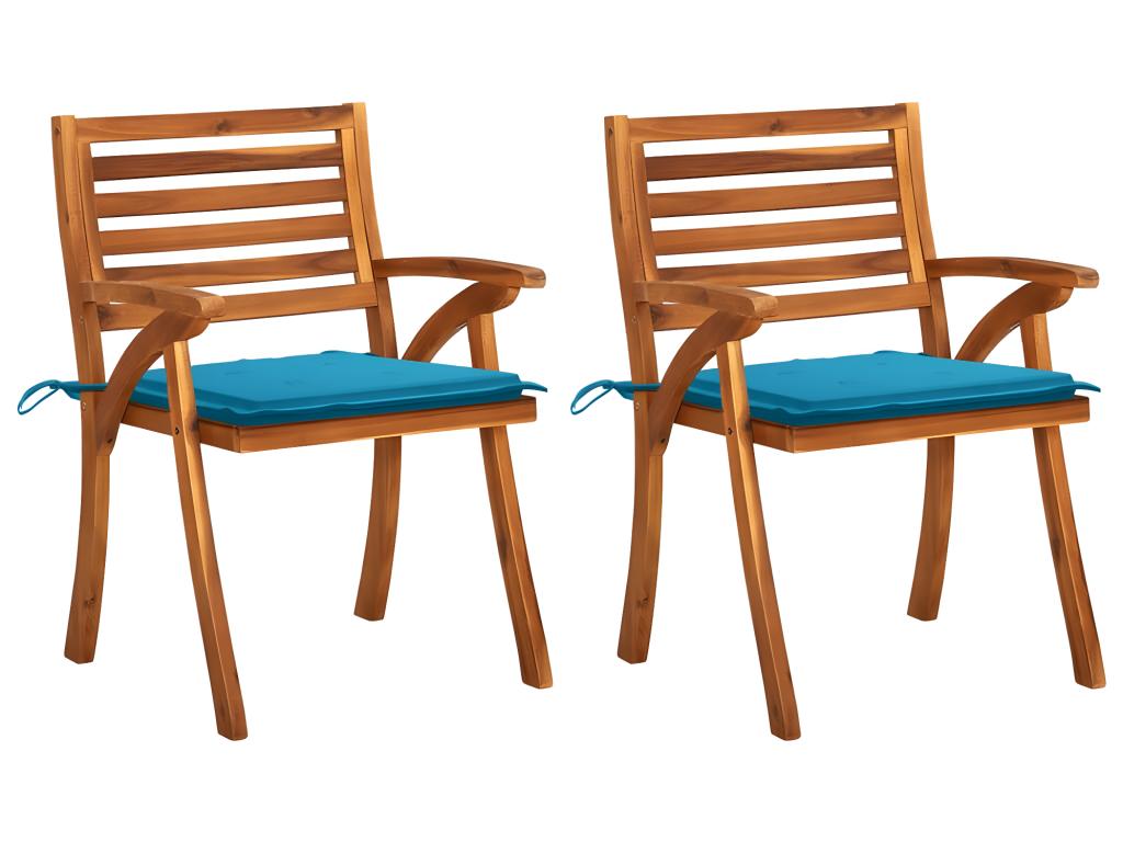Chaises à manger de jardin avec coussins lot de 2 Lysvia massif JOQW02630