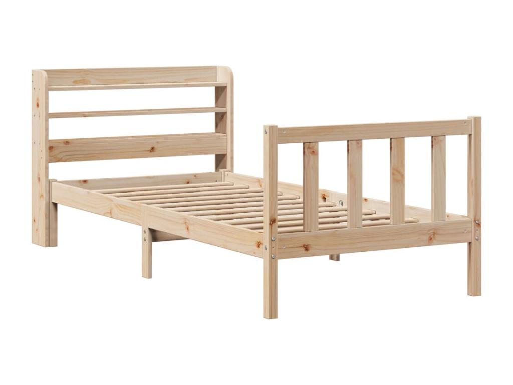Cadre de lit sans matelas 100x200 cm bois massif de pin GENY12402