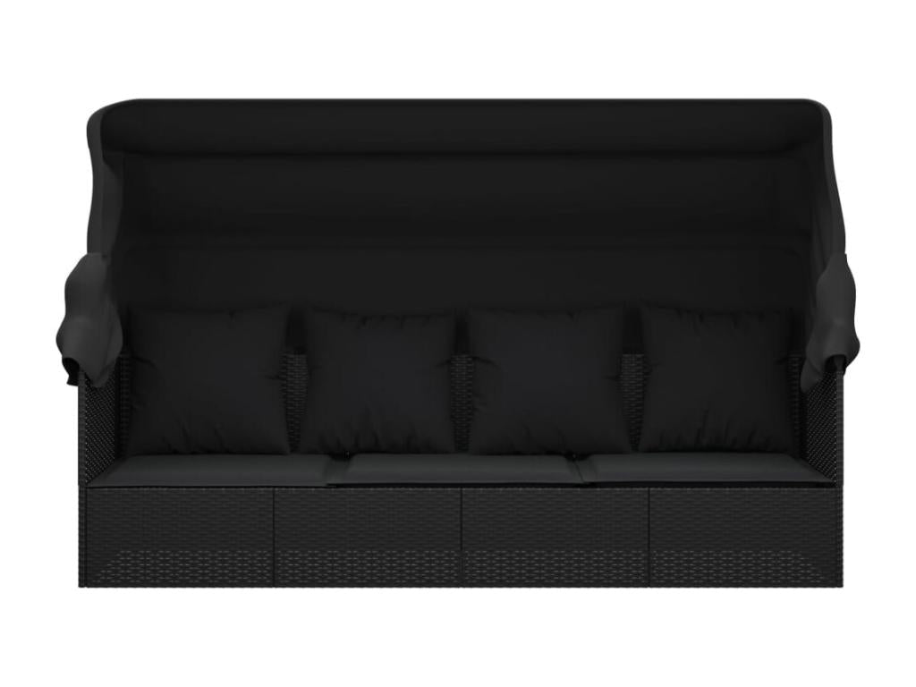 Lit de salon d'extérieur résine noire 203x58x56 cm 02 0012023 EQMW20950