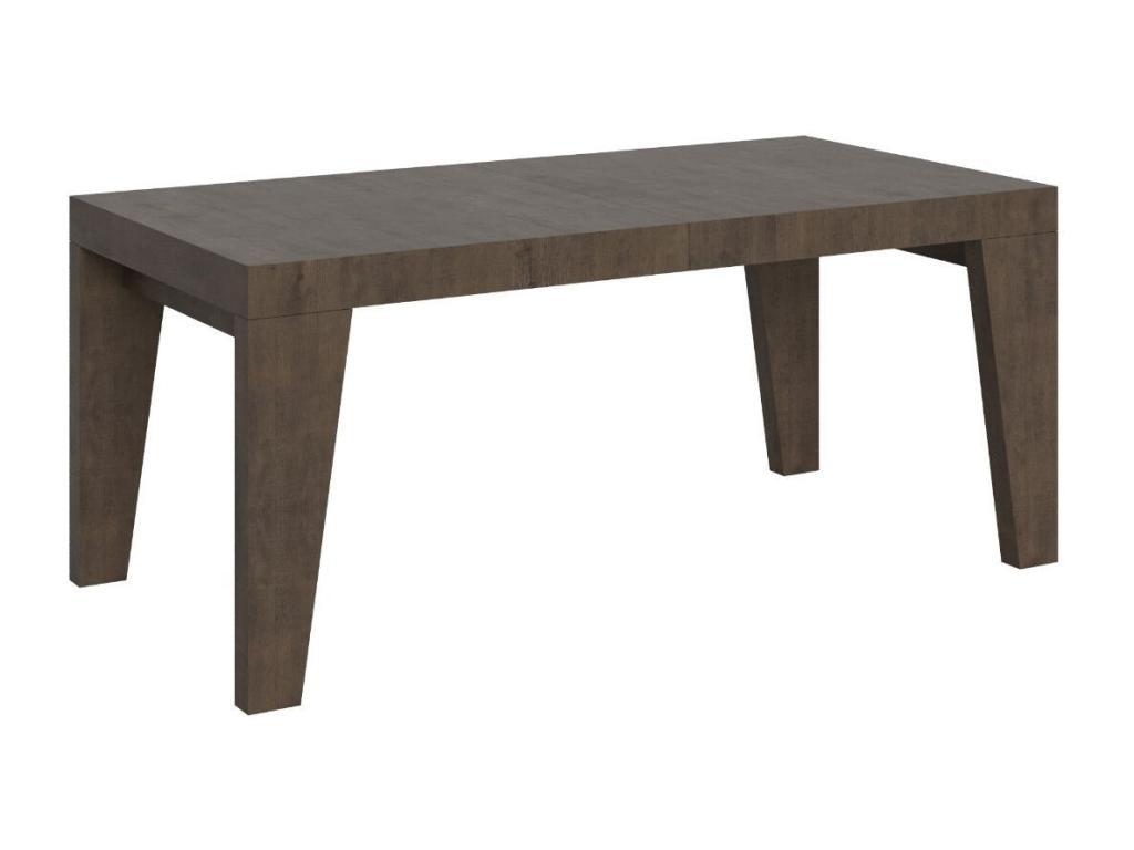 Table à manger extensible en bois Lysvia-Couleur Marron-Support 4 pieds-2 rallonges fines-Largeur extensible 140 à 244cm JTZB72936