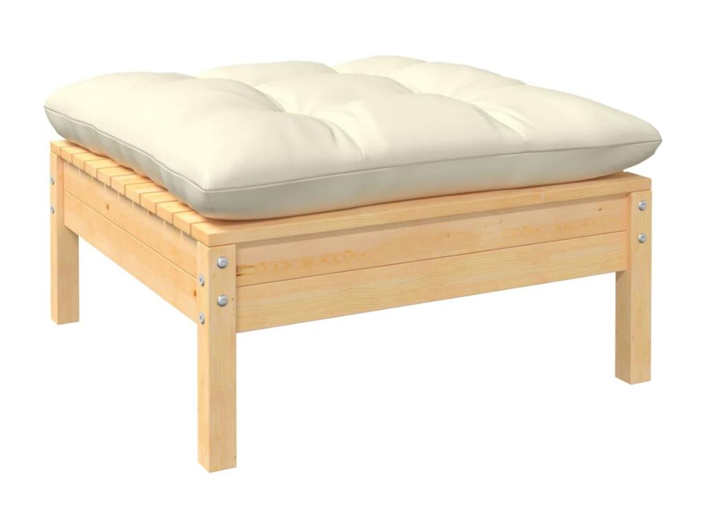 Salon de jardin 5 pcs avec coussins crème Bois de pin 13 YGJH92103