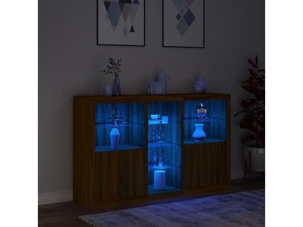 Buffet avec Lysviaères LED chêne marron 162x37x100 cm JWRH25045