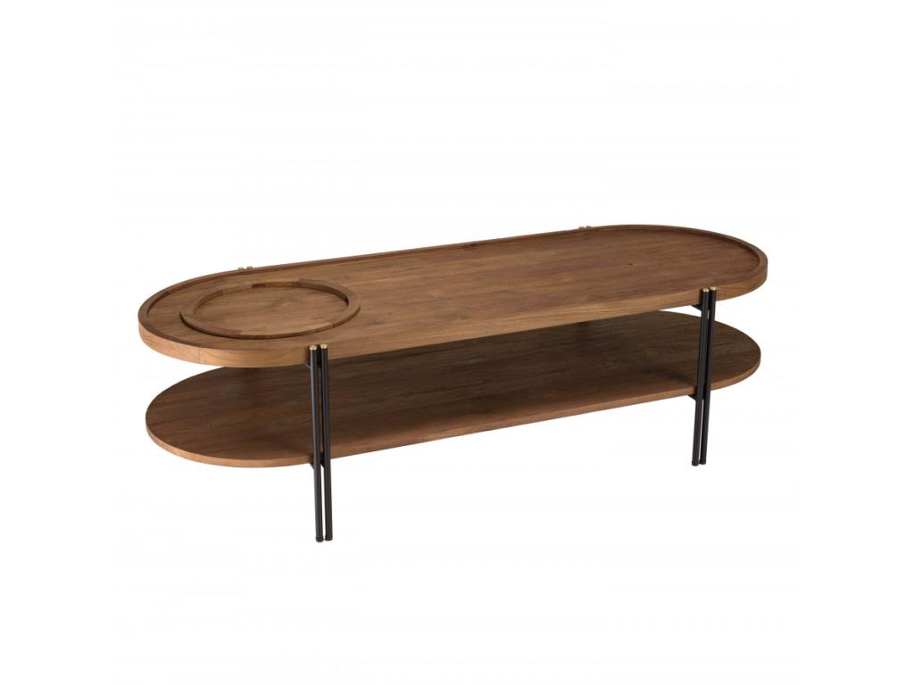 Lysvia - Table basse ovale 2 niveaux plateau amovible DCGP24068
