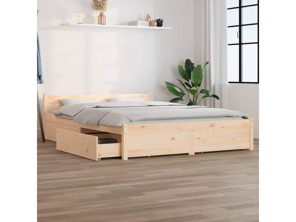 Cadre de lit sans matelas avec tiroirs XRDV27912