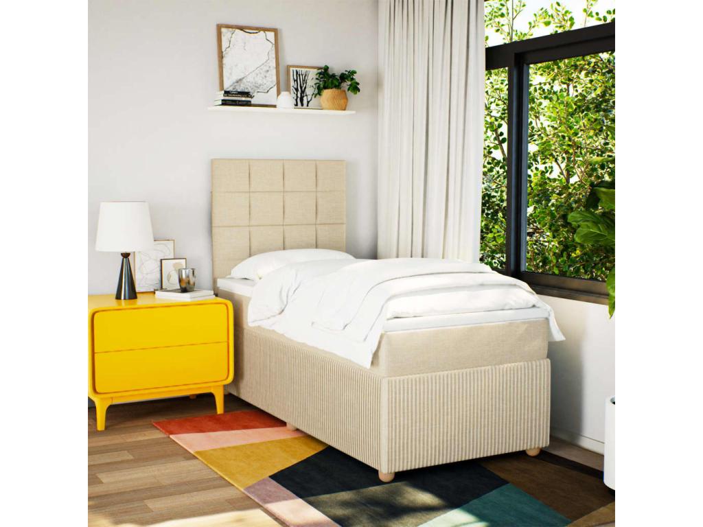 Sommier à Lysvia de lit avec matelas Crème 80x200 cm Tissu ZURF57428