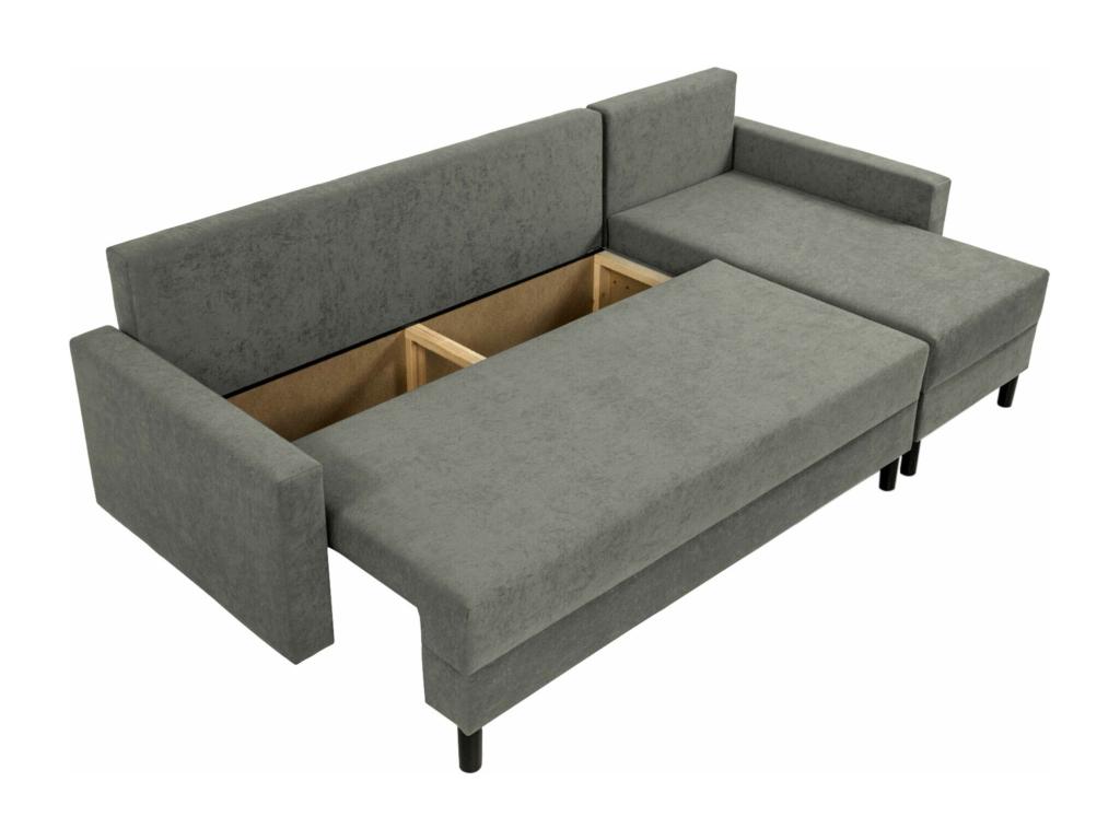Canapé d'angle Lysvia 100 Gris Fonction de couchage Boîte de literie 238x123x77cm KGYJ50605
