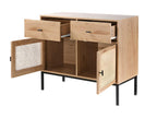 Buffet 2 Portes 2 Tiroirs avec Cannage Rotin L90cm - Lysvia MOIO50044