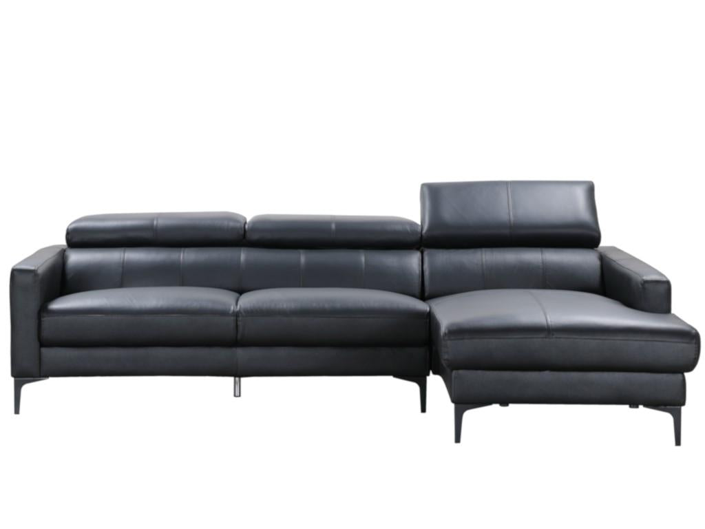 Canapé d'angle en cuir de buffle - Noir - Angle droit NFSL68363