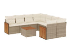 Salon de jardin avec coussins 9 pcs beige résine tressée VKQO01093