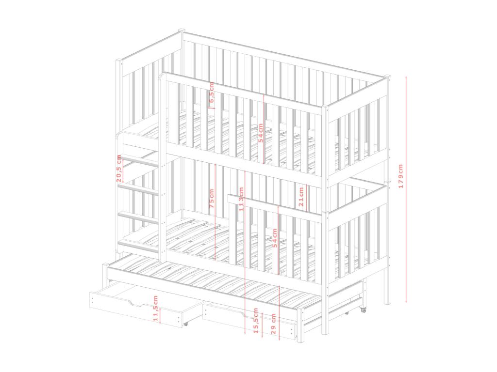 Lits superposés BB005 90x200 cm Blanc KUYI85523