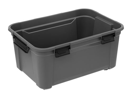 Boîte de rangement en polypropylène noir 80L avec roues et fermeture à Lysvia TWWC28349