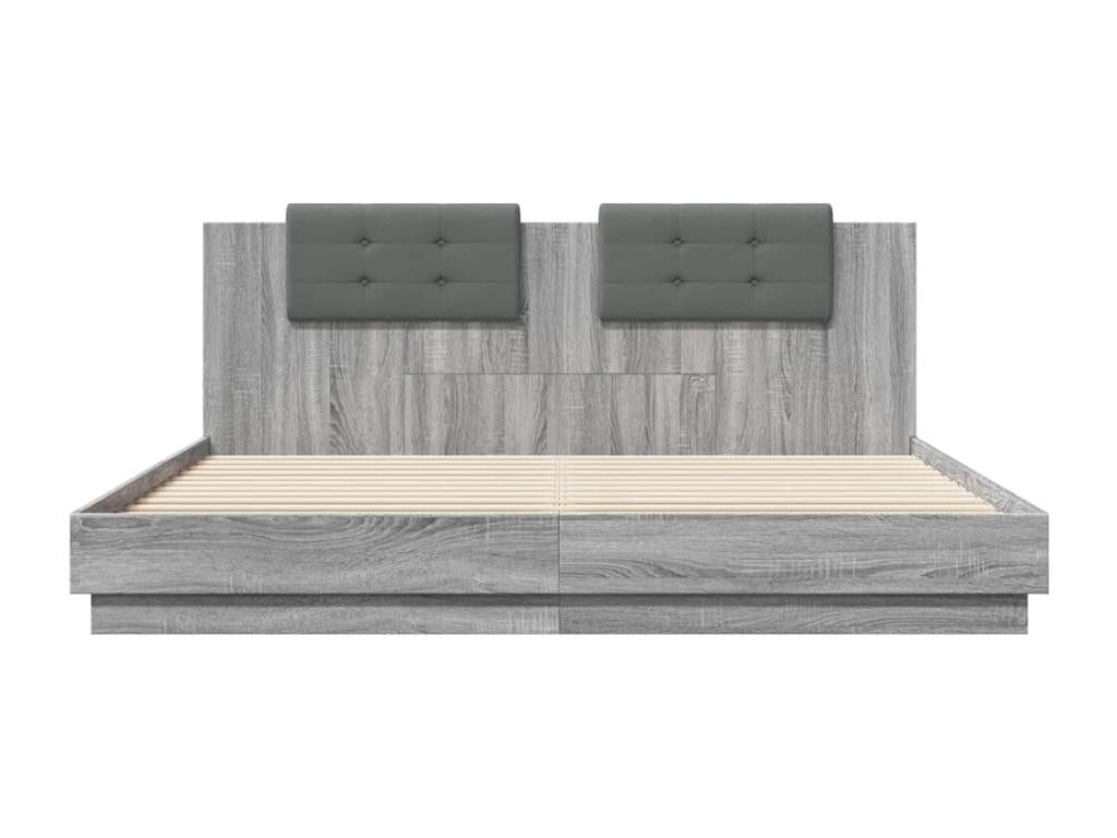 Cadre de lit avec tête de lit Lysvia gris 160x200 OVTK70816
