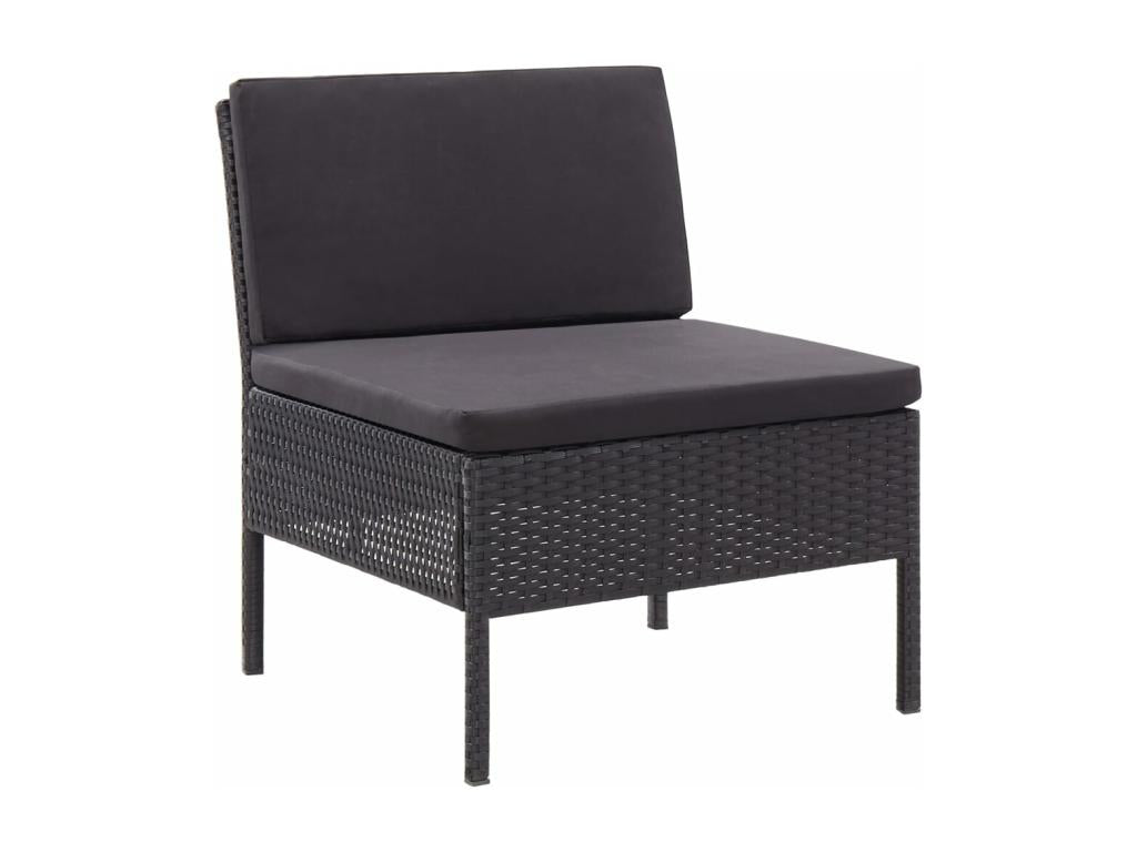 Salon de jardin 3 pcs avec coussins Résine tressée Noir BZSI50295