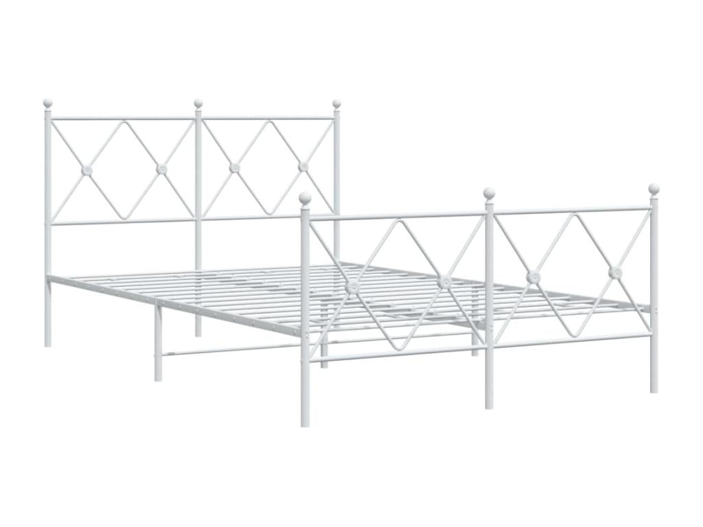 Cadre de lit métal avec tête de lit/pied de lit blanc 120x200cm LBFX68153