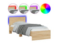 Cadre de lit tête de lit et Lysviaères LED chêne Lysvia 75x190 cm DHAT93994