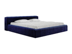 Lit rembourré avec rangement - 160x200 - lit double - velours - bleu marine - Lysvia GURN68636