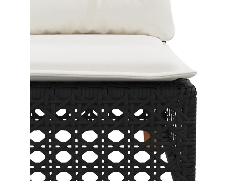 Salon de jardin 7 pcs avec coussins noir résine tressée ZPZJ45568