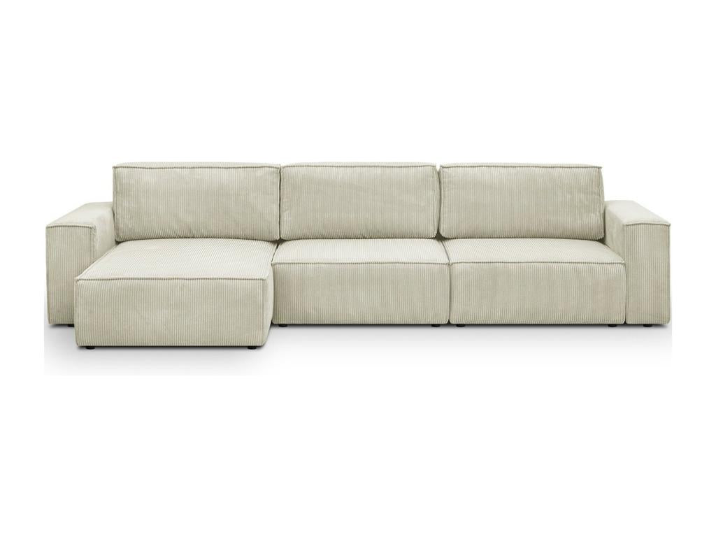 Canapé d'angle modulable 5 places en velours tricoté beige - Lysvia Mod JSAA54651