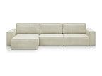Canapé d'angle modulable 5 places en velours tricoté beige - Lysvia Mod JSAA54651