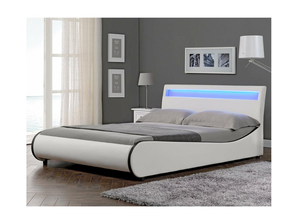 Lit double 2 personnes cuir blanc 221x189x83 cm 03 0005324 AHYX93846