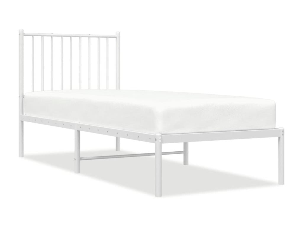 Cadre de lit métal sans matelas avec tête de lit blanc 75x190cm MEOJ42941