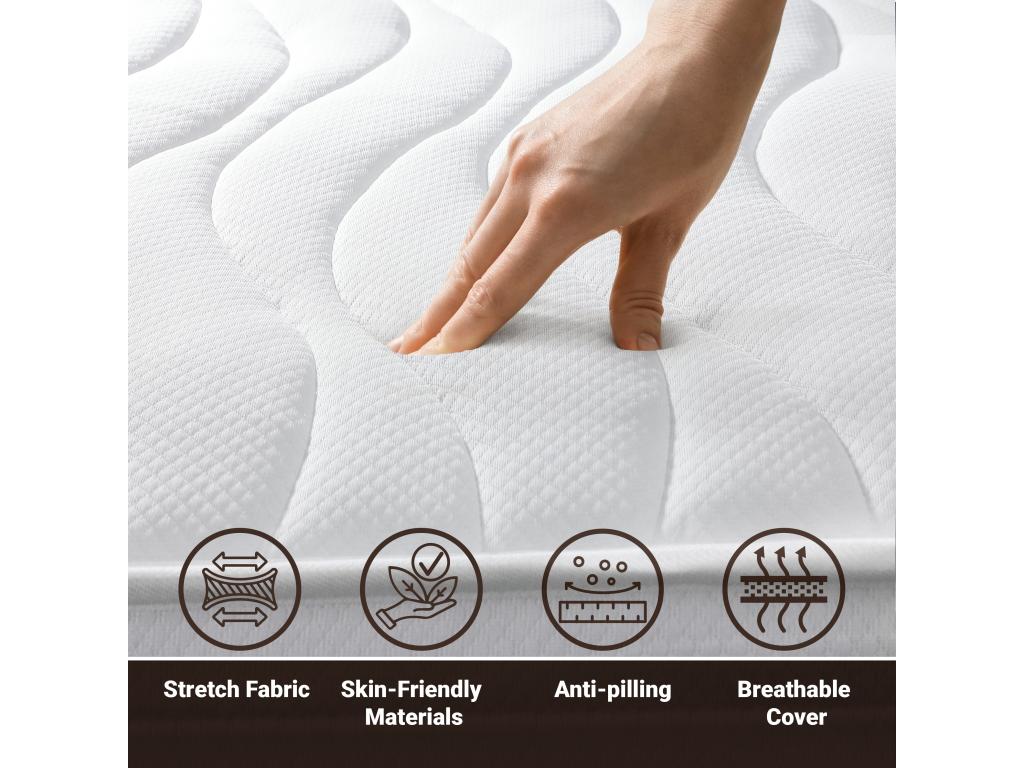 Matelas Double170x180 à mémoire orthopédique - Hauteur 25 cm - Fabriqué en Italie DODG66236