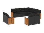 Salon de jardin 11 pièces avec coussins noir résine tressée XTJO39080