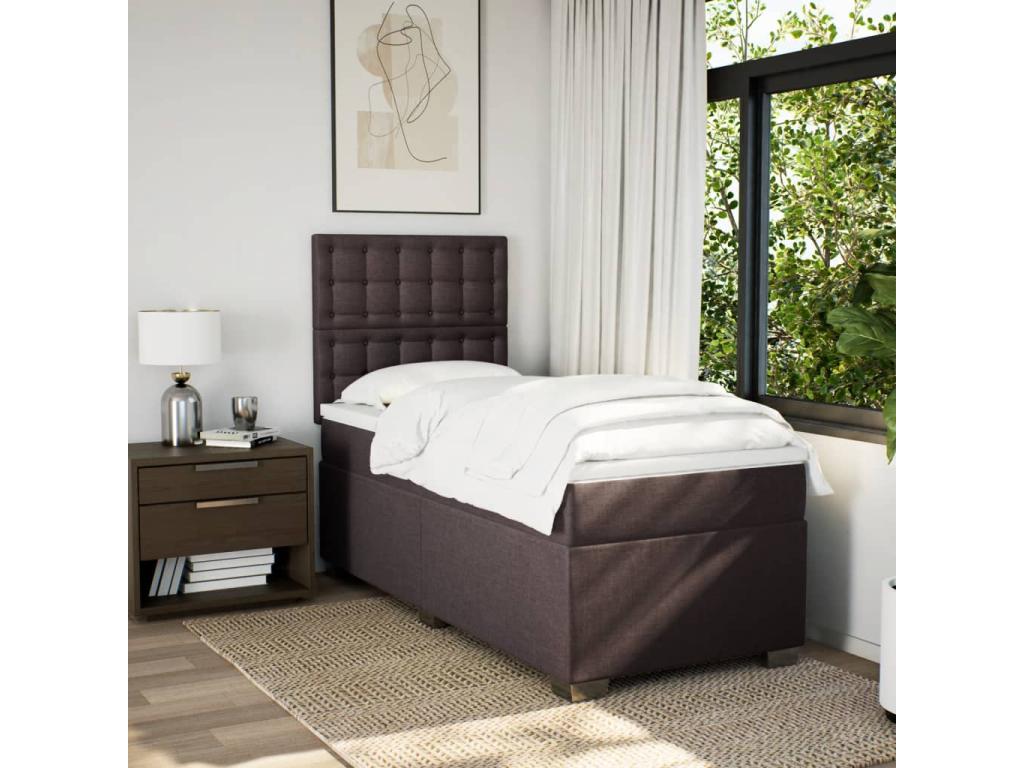 Sommier à Lysvia de lit avec matelas Marron foncé 80x200 cm NIOR30611