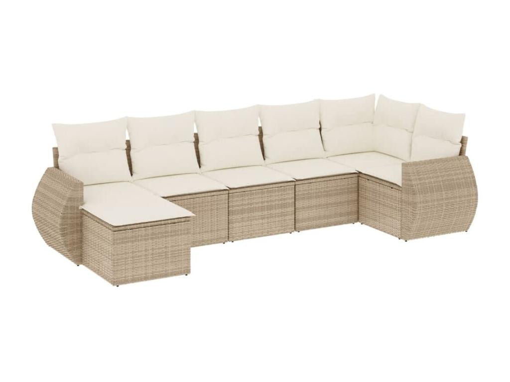 Salon de jardin avec coussins 7 pcs beige résine tressée NEOX44620