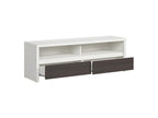 Meuble TV 2 tiroirs 2 niches 143 cm Lysvia Blanc et Bois Wengé XNEK61748