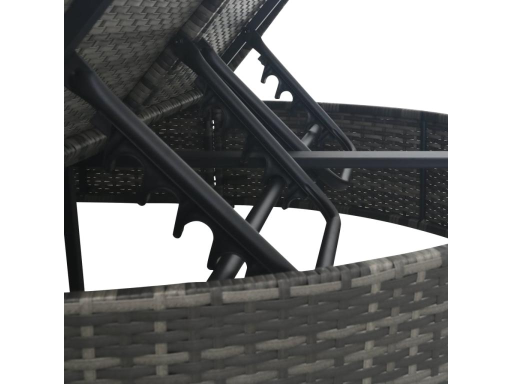 Chaise longue à 2 places avec coussins Résine tressée Gris VLRR85771