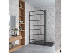 Paroi de douche fixe à l'italienne 100 30x200cm avec retour pivotant - Noir - avec barre de fixation 90cm en carré CQGB02849